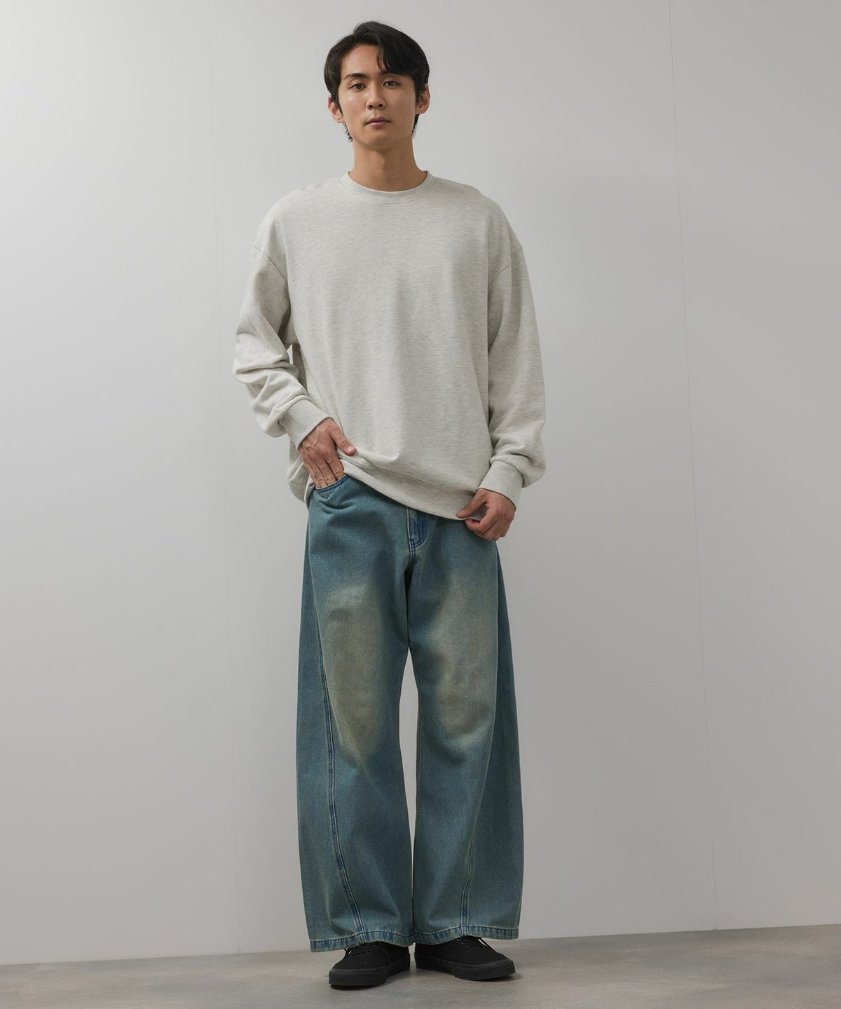 【WEB限定】デニムカーブワイドパンツ メンズ