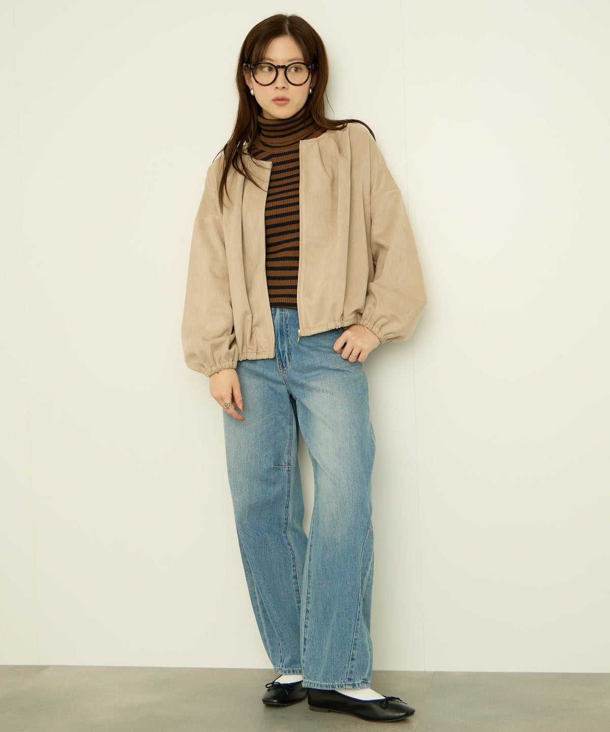 nAvy スエードポンチブルゾン レディース