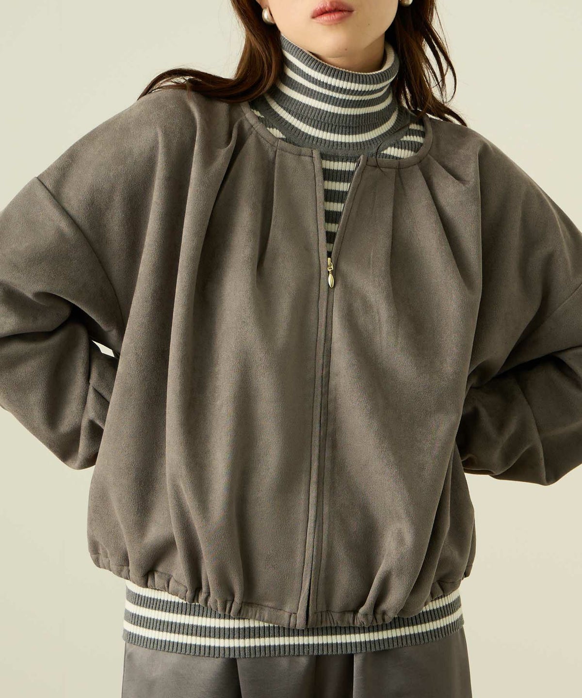 nAvy スエードポンチブルゾン レディース