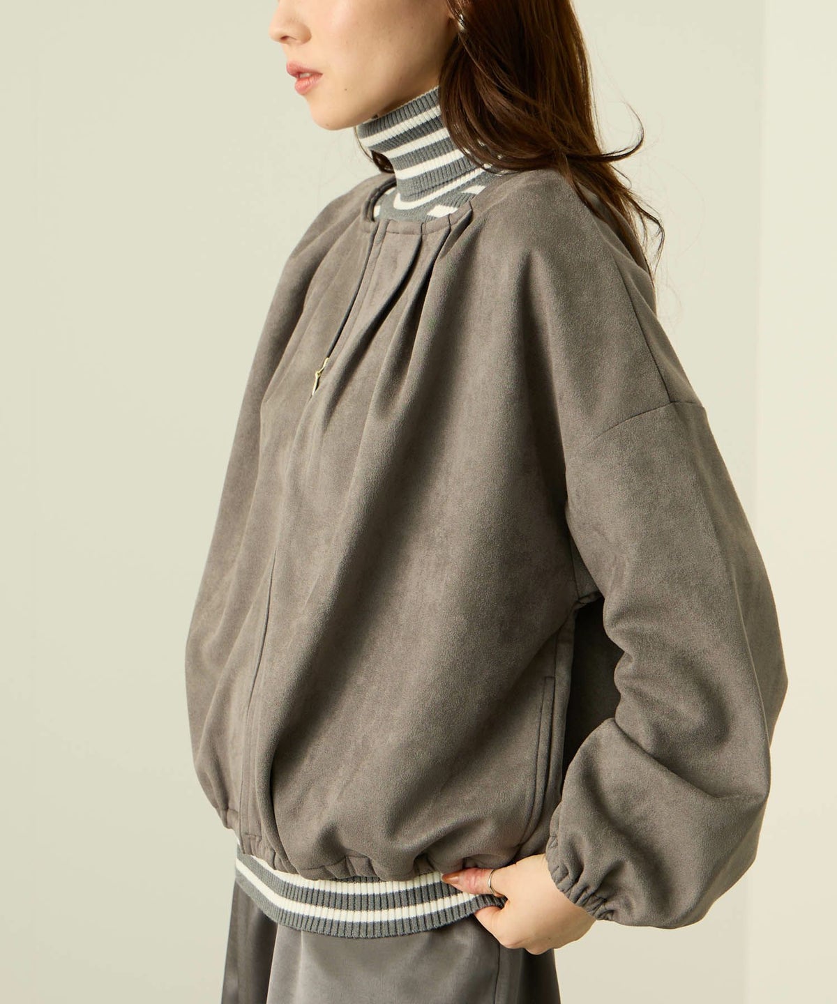 nAvy スエードポンチブルゾン レディース