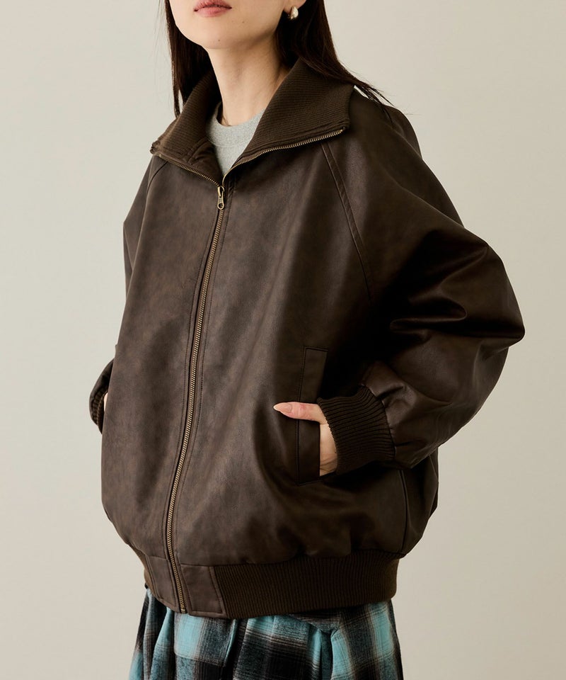 nAvy 合皮リブブルゾン レディース商品画像-1