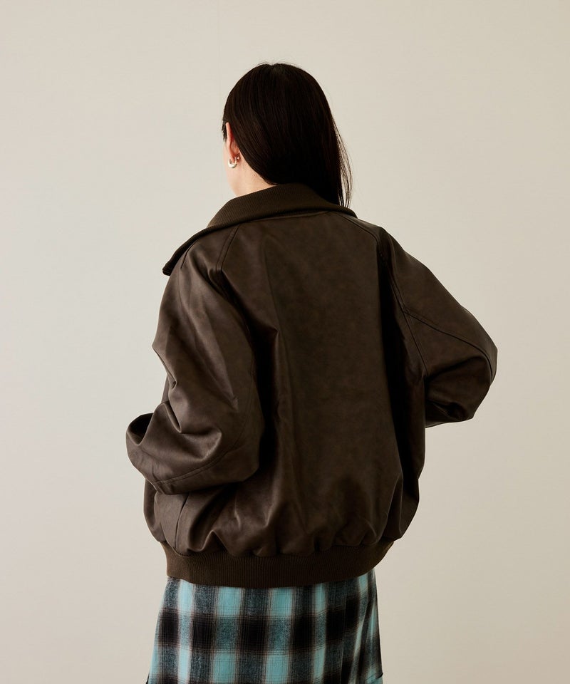 nAvy 合皮リブブルゾン レディース商品画像-6