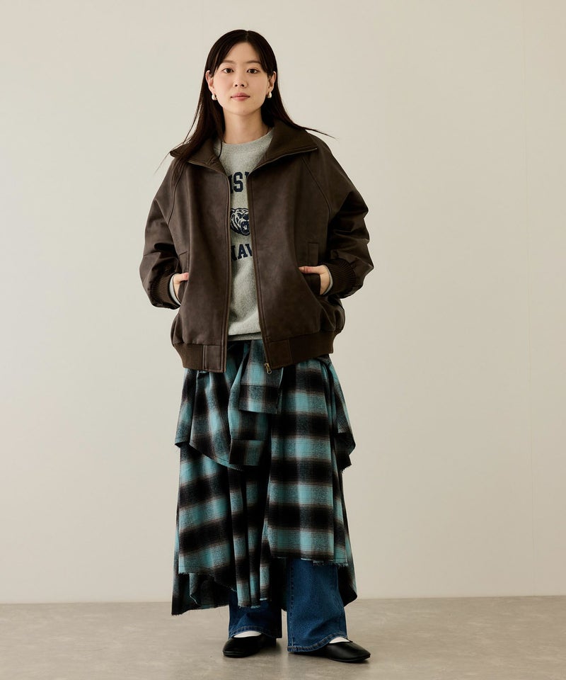 nAvy 合皮リブブルゾン レディース商品画像-7