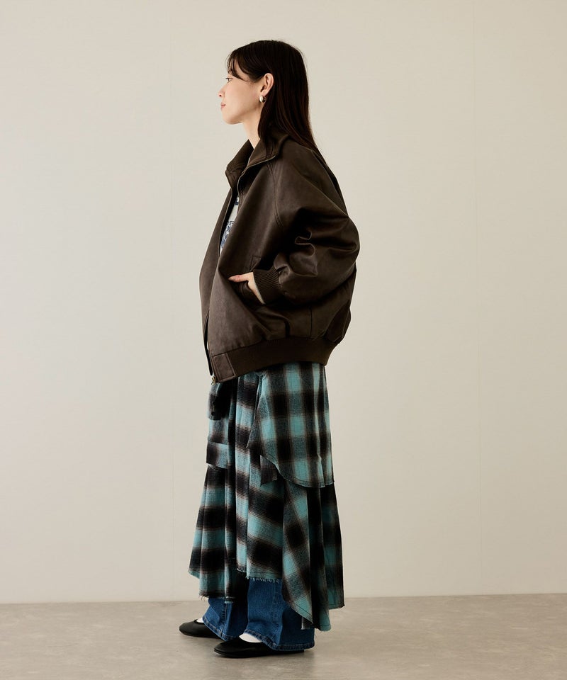 nAvy 合皮リブブルゾン レディース商品画像-8