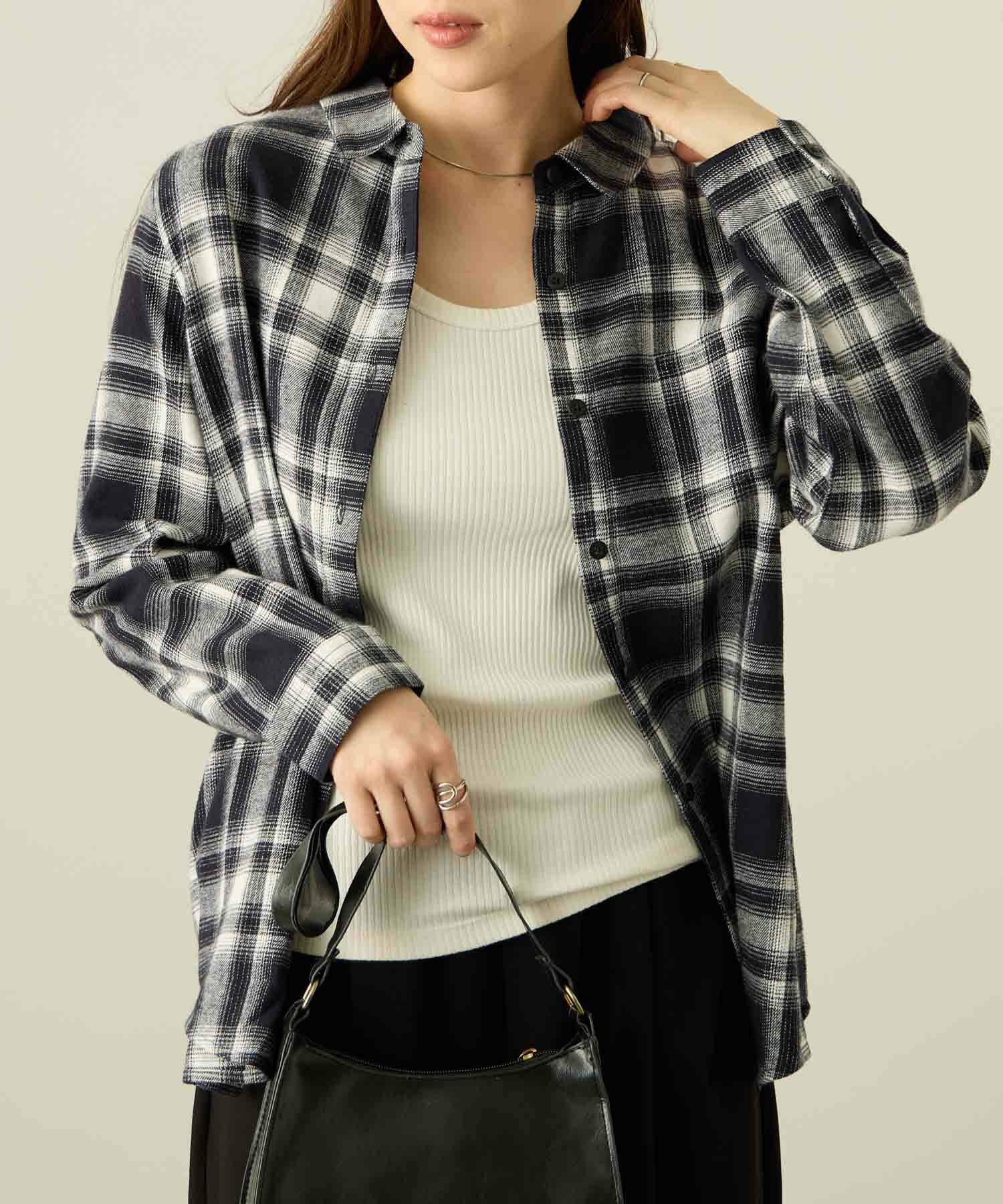 NAVY nAvy コットンネルチェックシャツ レディース