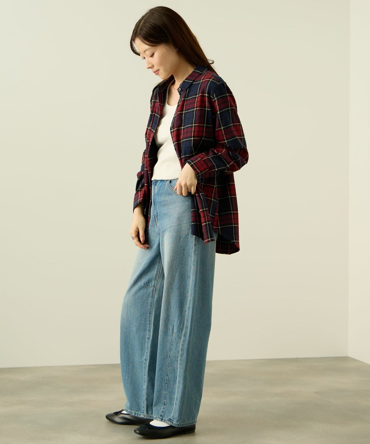 nAvy コットンネルチェックシャツ レディース