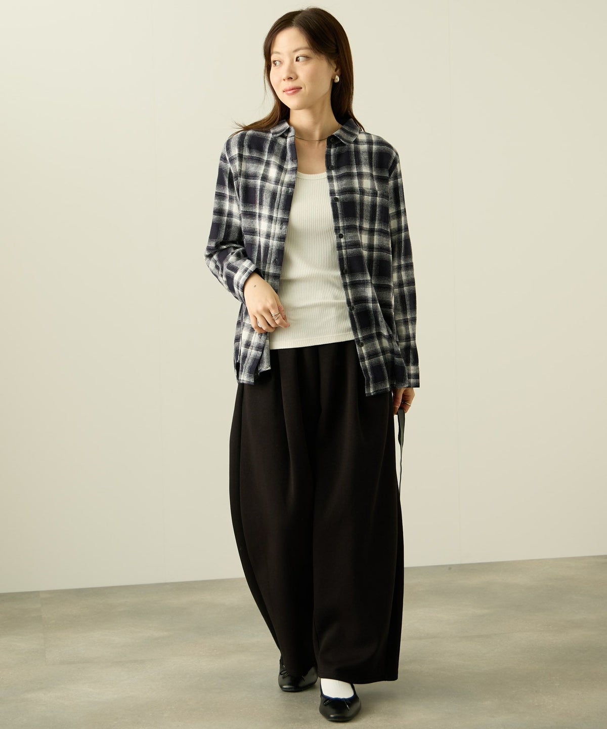 nAvy コットンネルチェックシャツ レディース