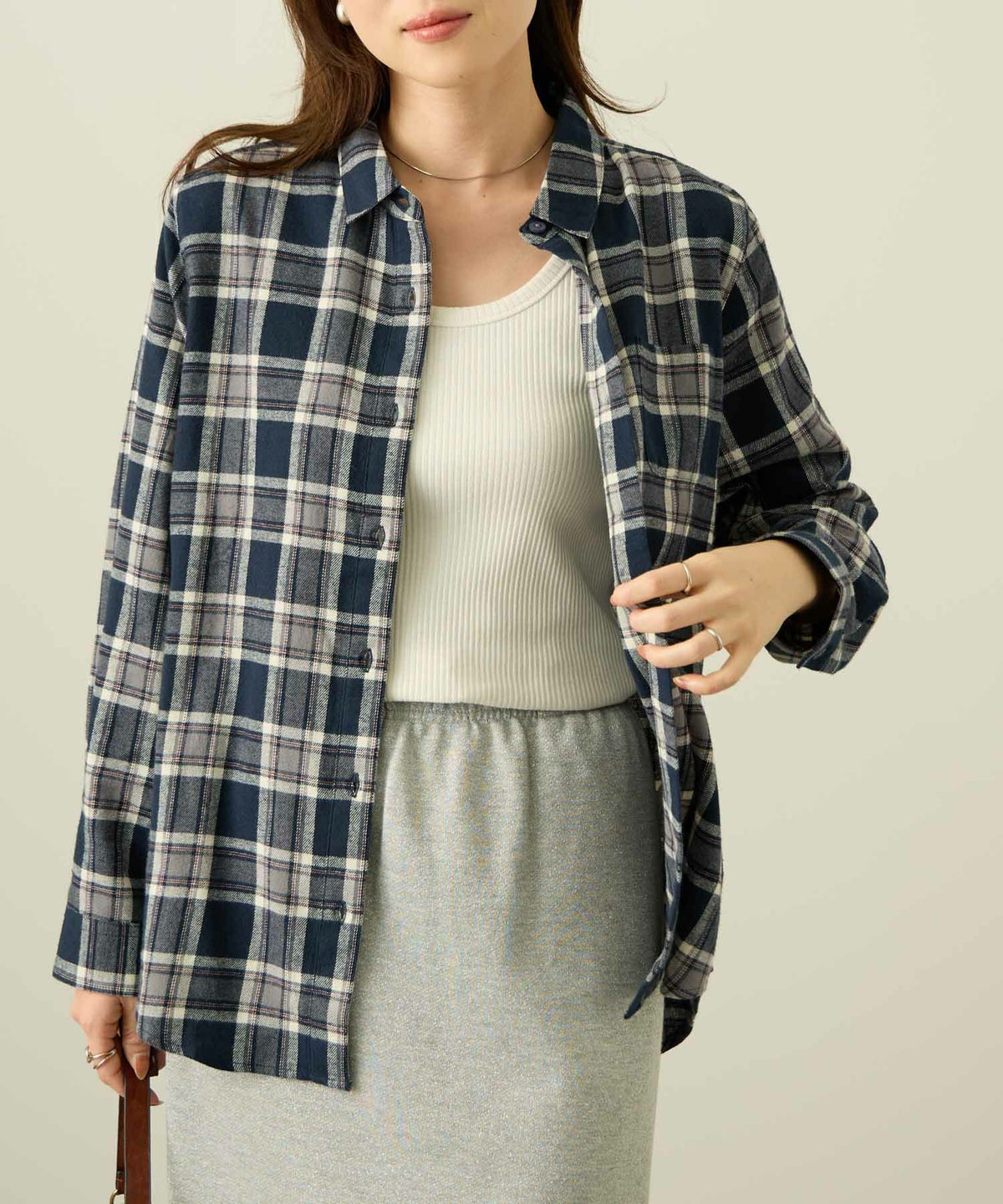 nAvy コットンネルチェックシャツ レディース