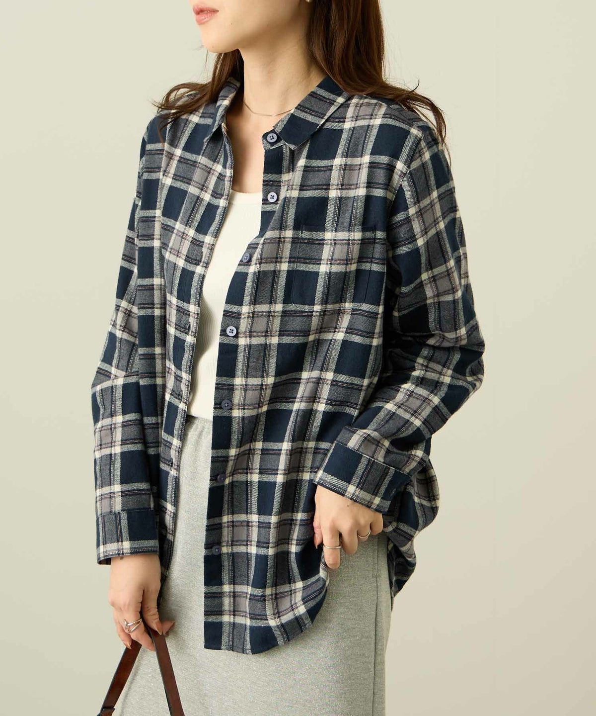 nAvy コットンネルチェックシャツ レディース