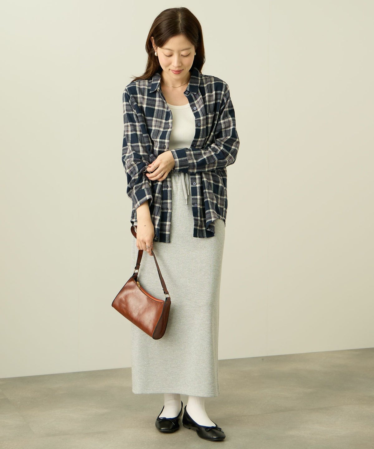 nAvy コットンネルチェックシャツ レディース