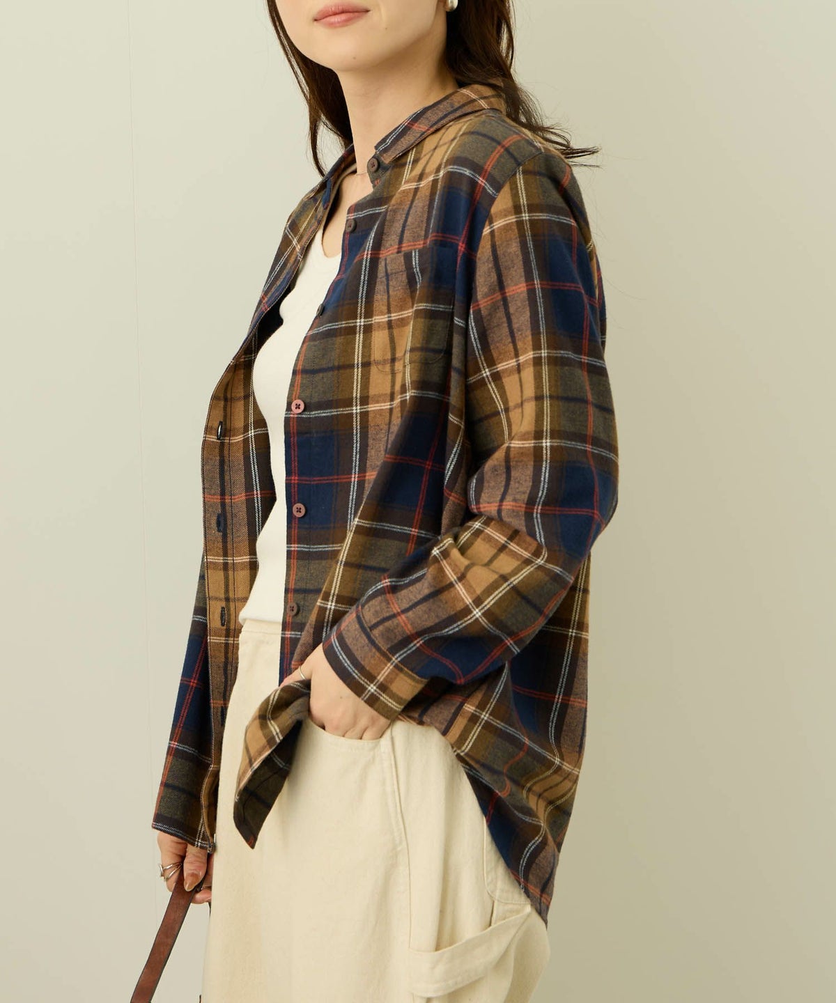 nAvy コットンネルチェックシャツ レディース