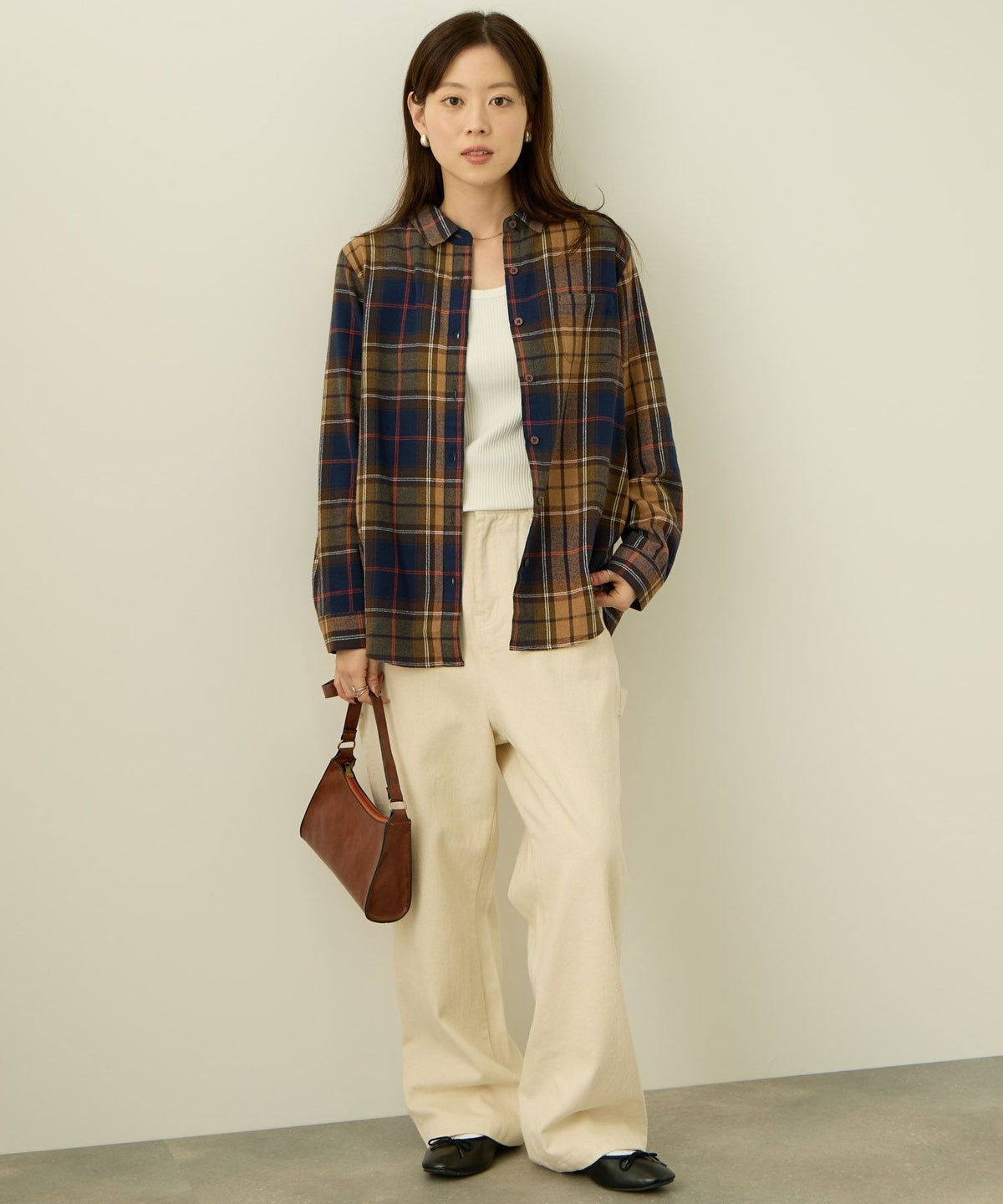 nAvy コットンネルチェックシャツ レディース