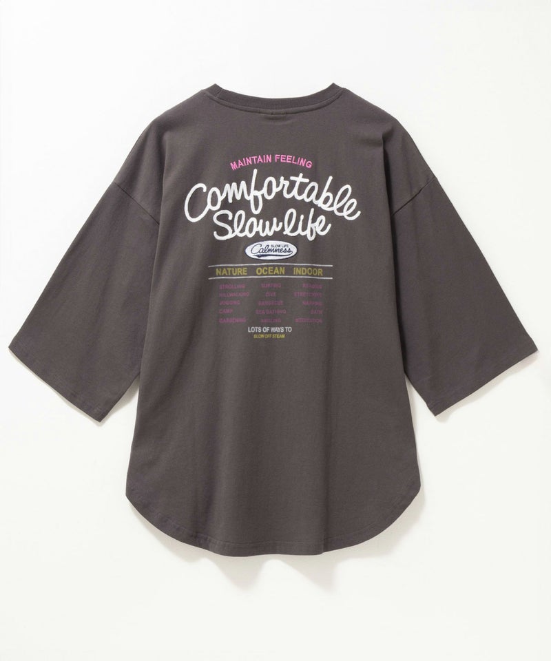 UNDERWRAPS 刺繍ラウンドビッグ7分袖Tシャツ レディース メール便 対応商品商品画像-3