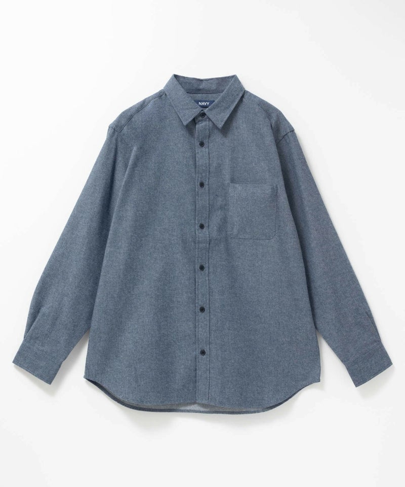 NAVY  無地フランネルシャツ メンズ商品画像-18