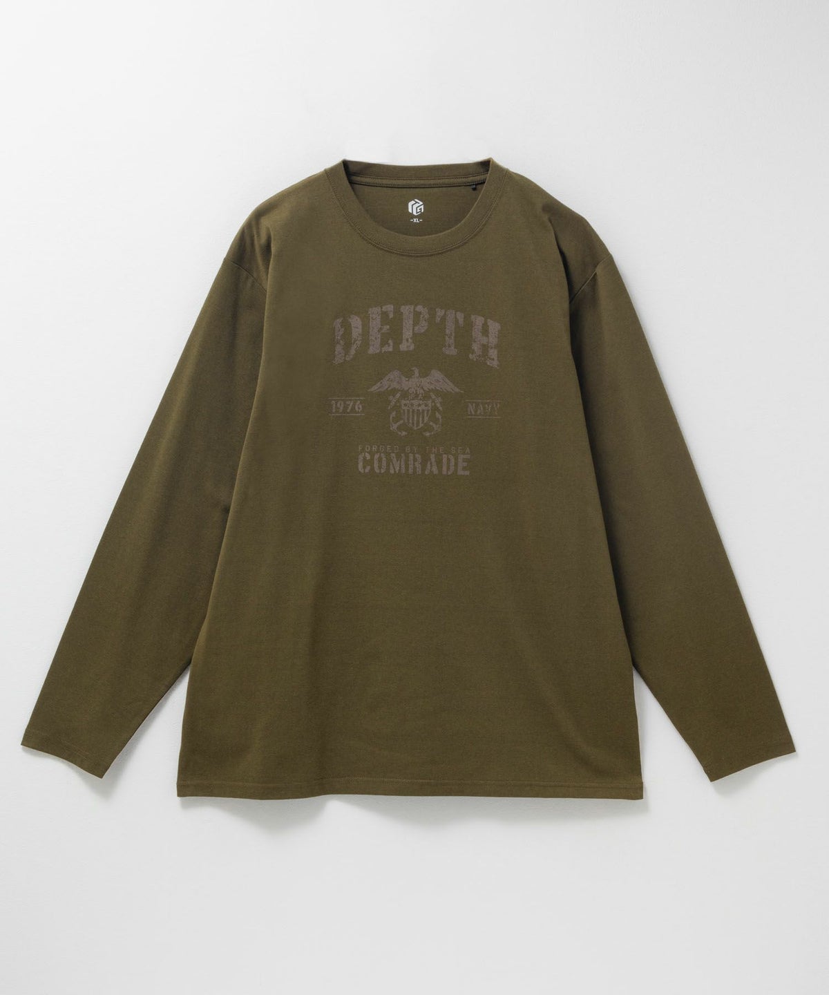 T-GRAPHICS ミリタリーロゴプリント長袖Tシャツ メンズ