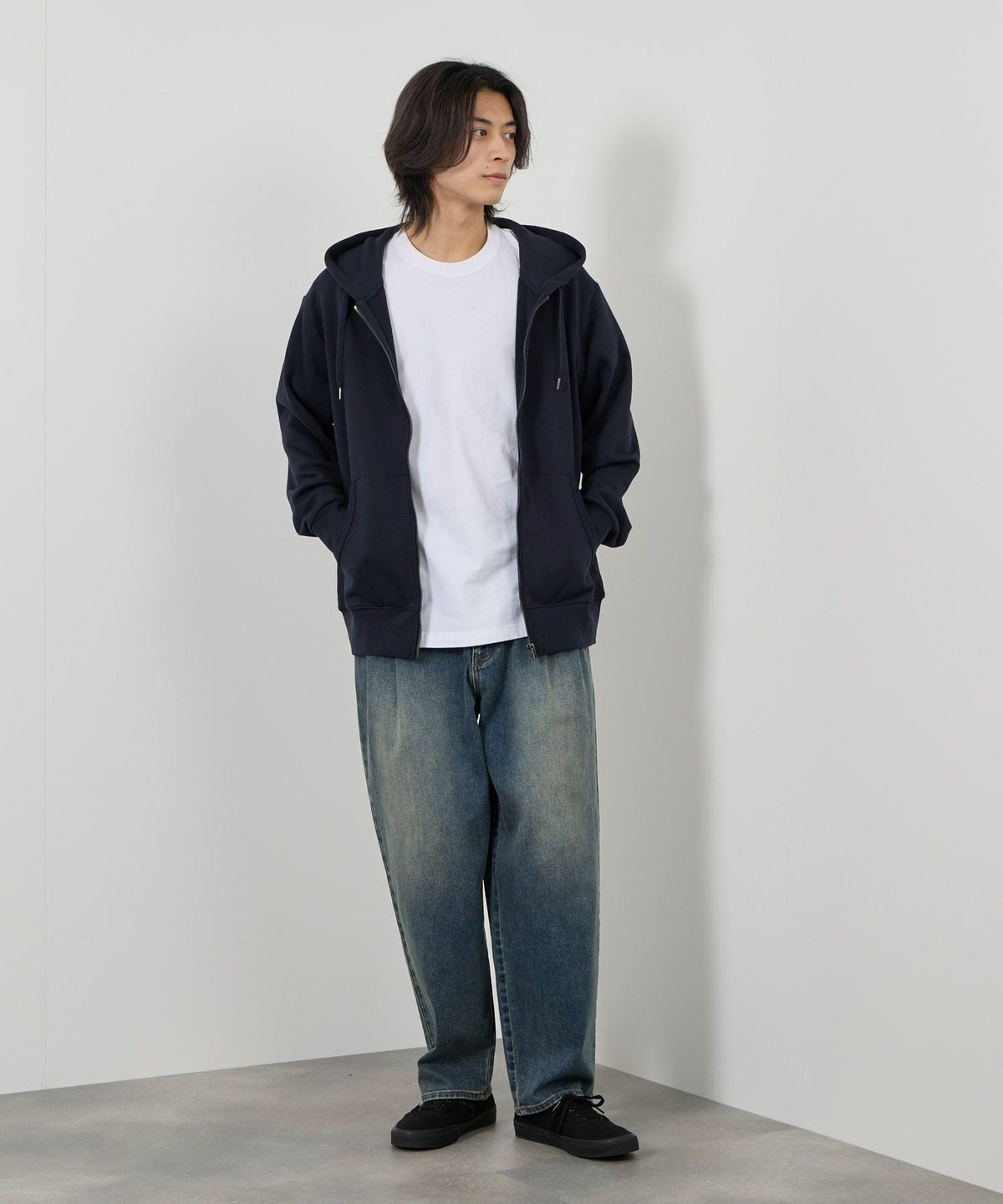 NAVY タフラク ヘビー裏毛ジップパーカー メンズ