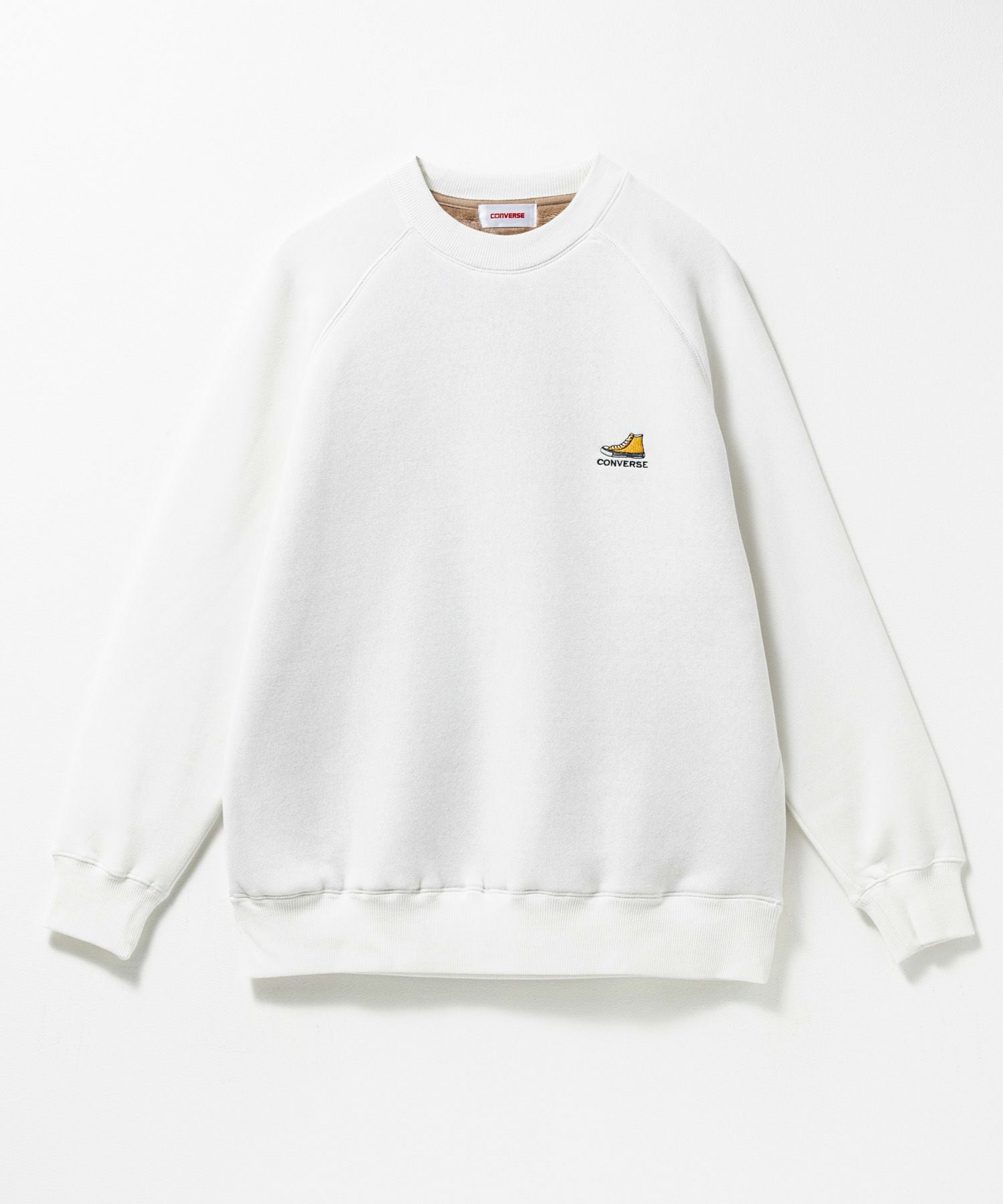 CONVERSE ワンポイントシューズ刺繍裏シャギートレーナー レディース