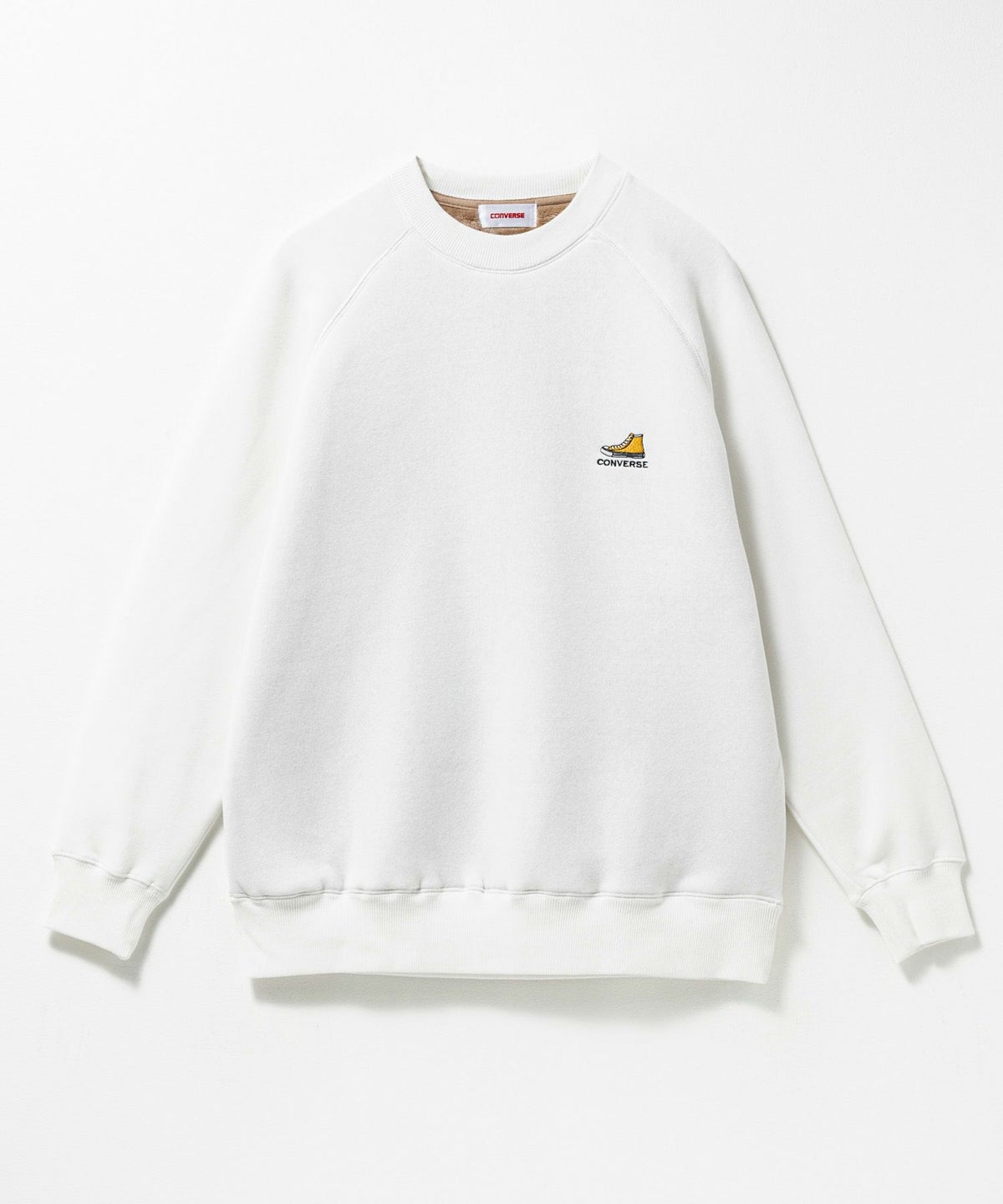 CONVERSE ワンポイントシューズ刺繍裏シャギートレーナー レディース