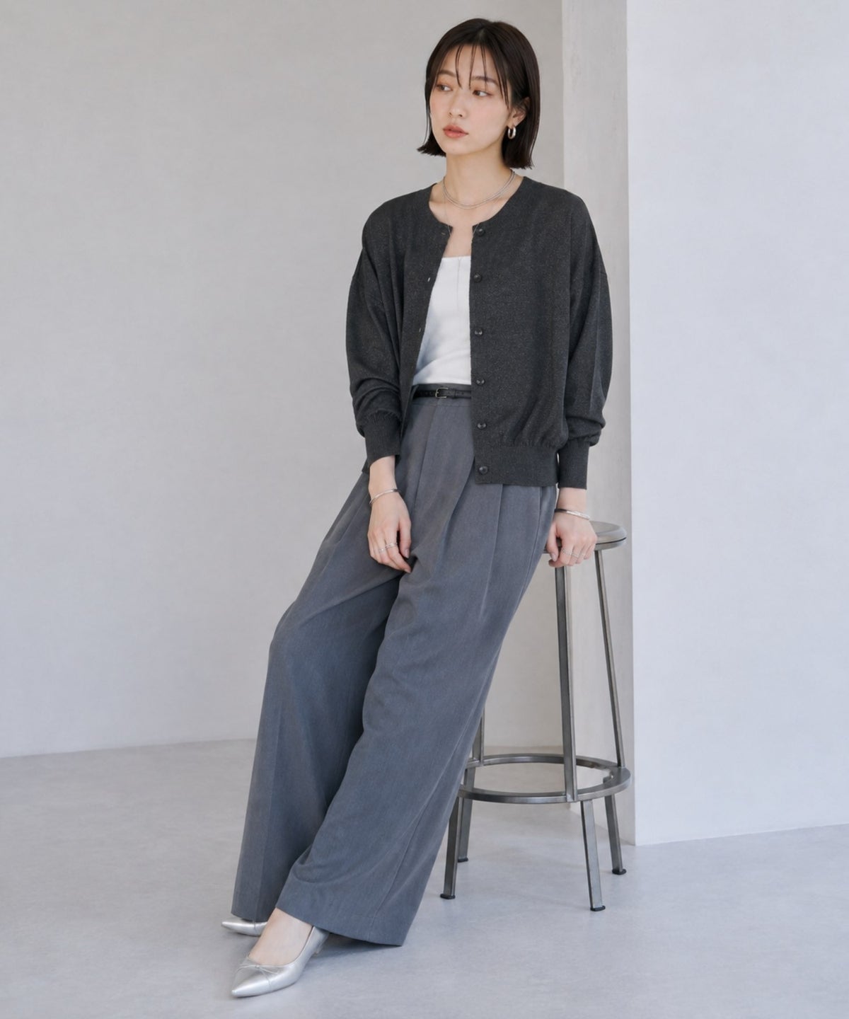 Idnes シアー前後2WAYカーディガン レディース