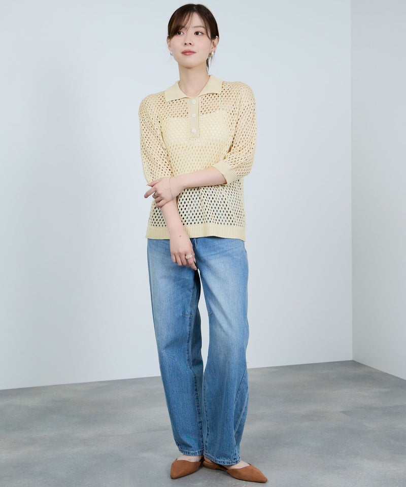 [期間限定knit]Idnes  メッシュニットポロシャツ レディース商品画像-15