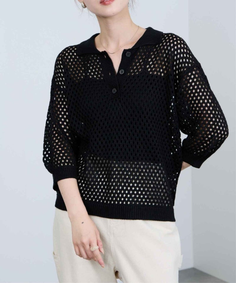 Idnes  メッシュニットポロシャツ レディース商品画像-15