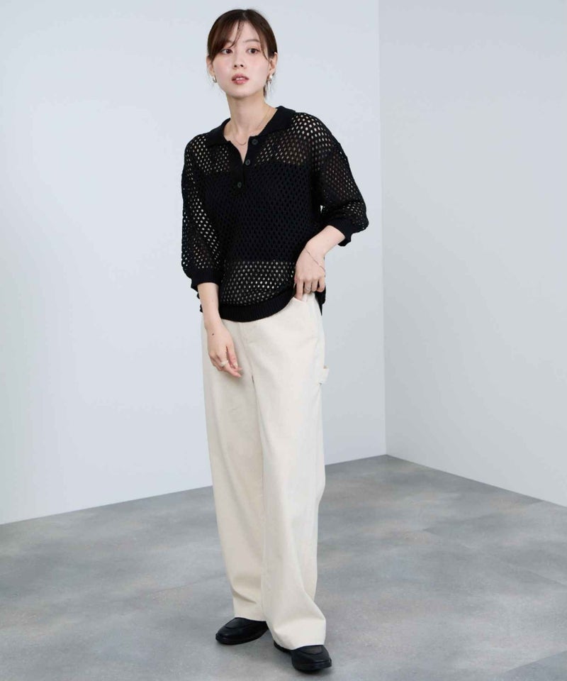 Idnes メッシュニットポロシャツ レディース商品画像-17