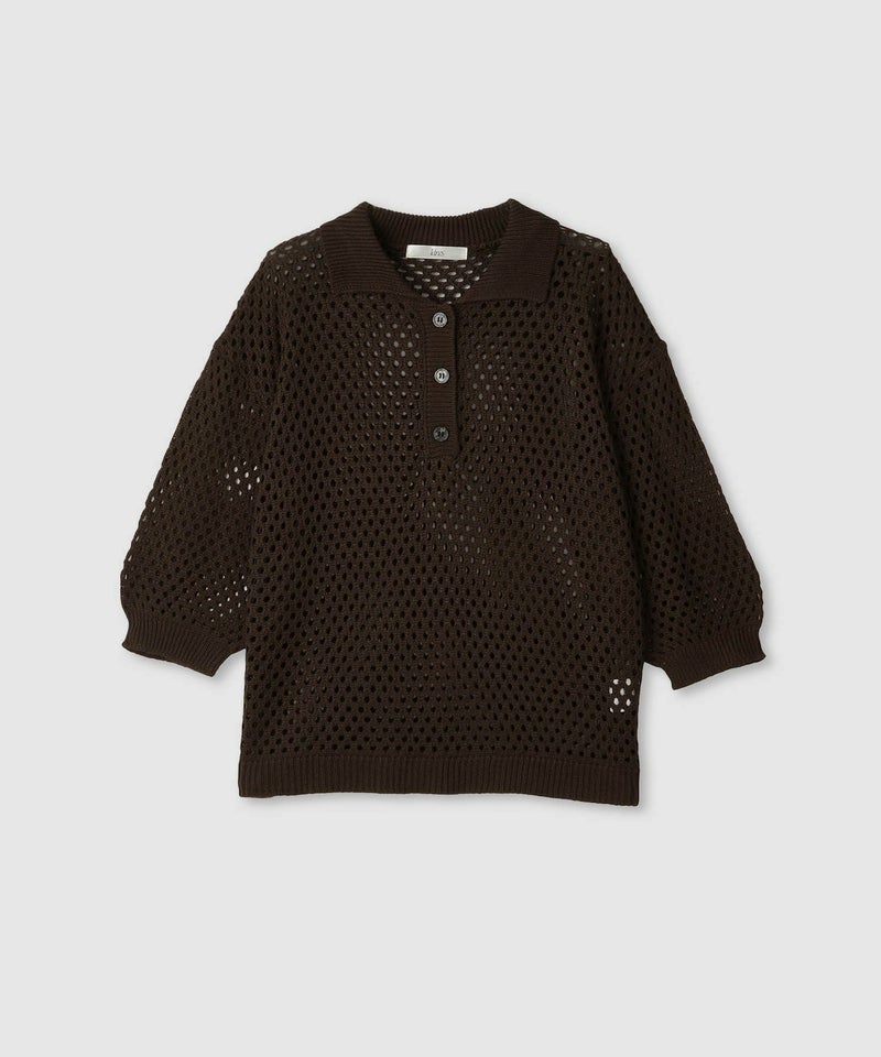 [期間限定knit]Idnes  メッシュニットポロシャツ レディース商品画像-17