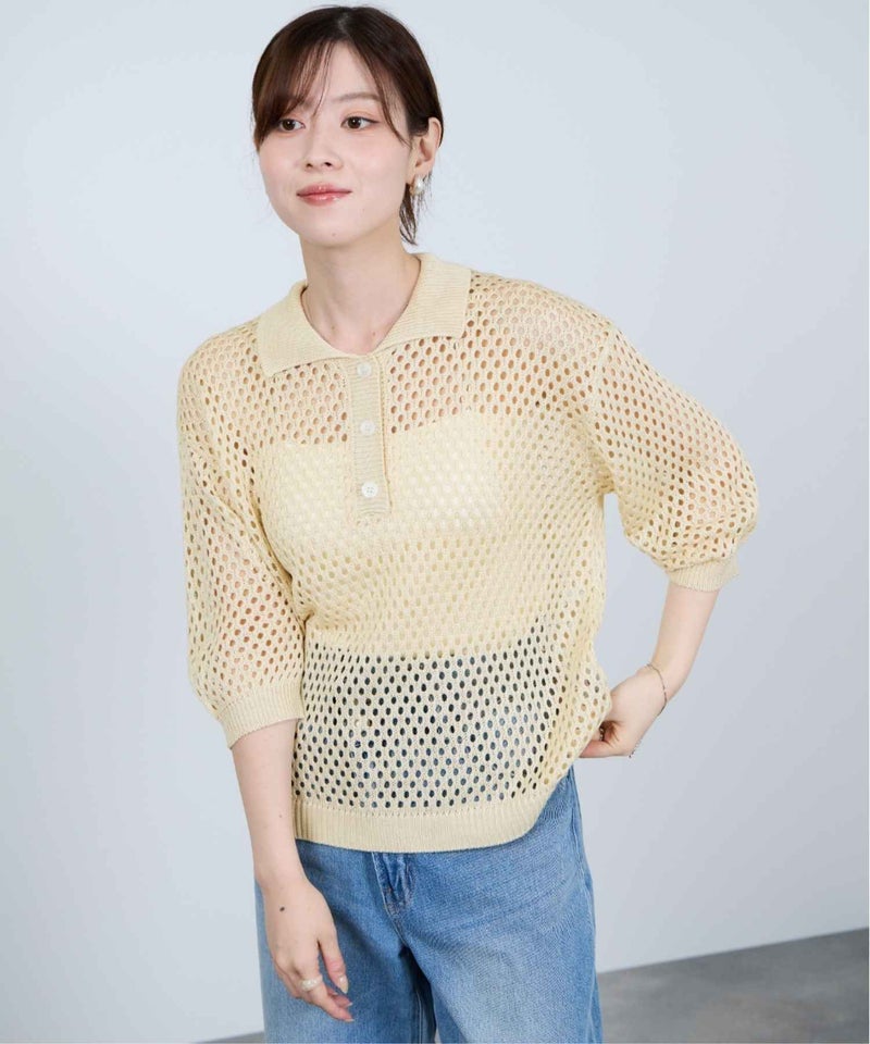 Idnes  メッシュニットポロシャツ レディース商品画像-21