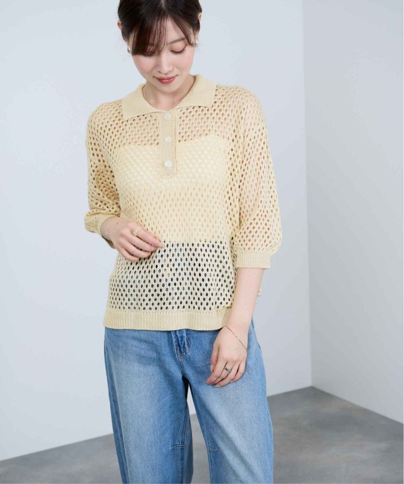 Idnes  メッシュニットポロシャツ レディース商品画像-22