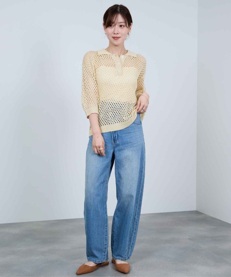 Idnes メッシュニットポロシャツ レディース商品画像-23