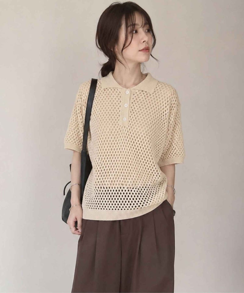 Idnes  メッシュニットポロシャツ レディース商品画像-24