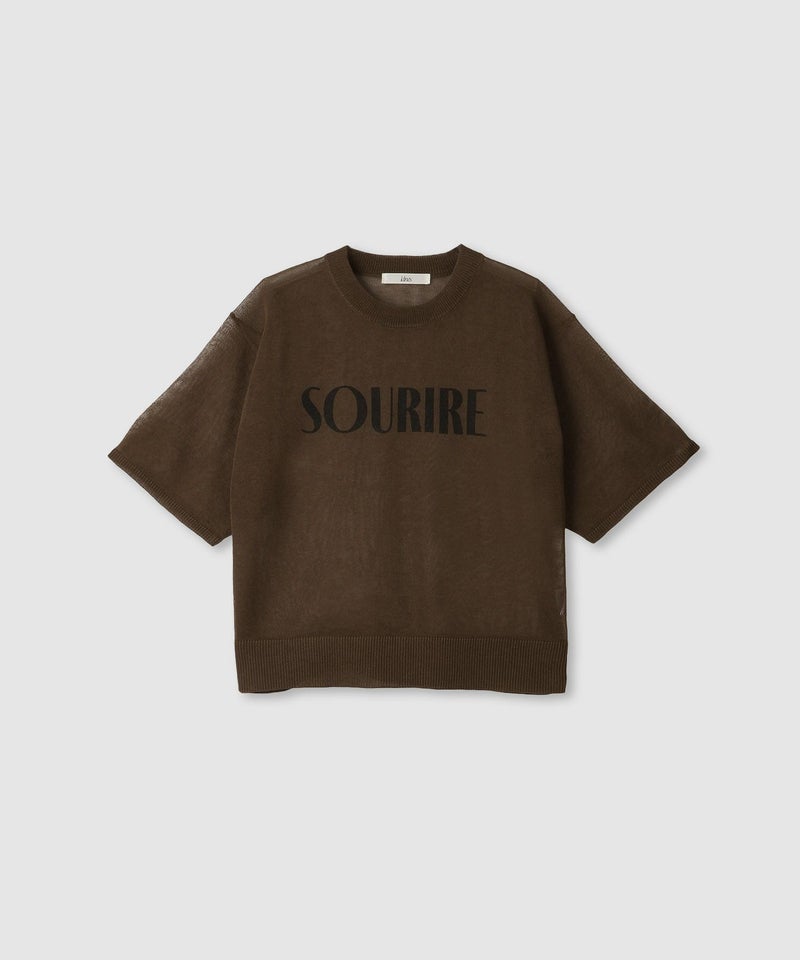 [期間限定knit]Idnes  シアーロゴハーフスリーブニット レディース商品画像-1