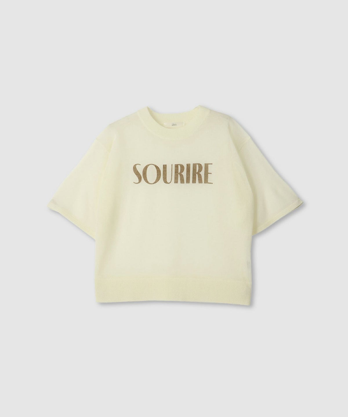  Idnes シアーロゴハーフスリーブニット レディース