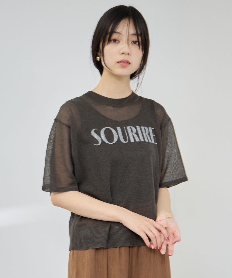 Idnes シアーロゴハーフスリーブニット レディース商品画像-3
