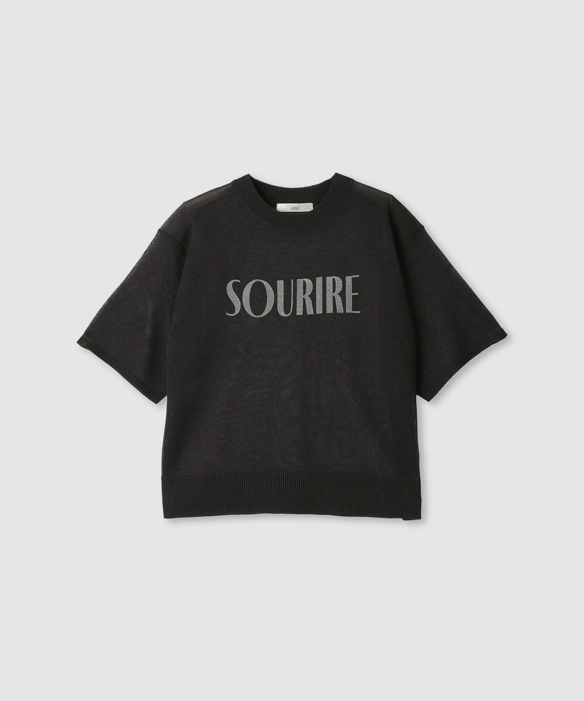  Idnes シアーロゴハーフスリーブニット レディース