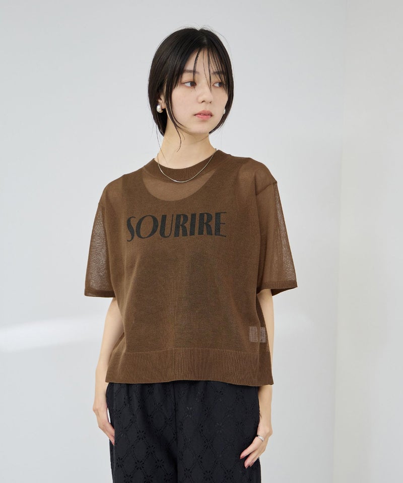 Idnes シアーロゴハーフスリーブニット レディース商品画像-4