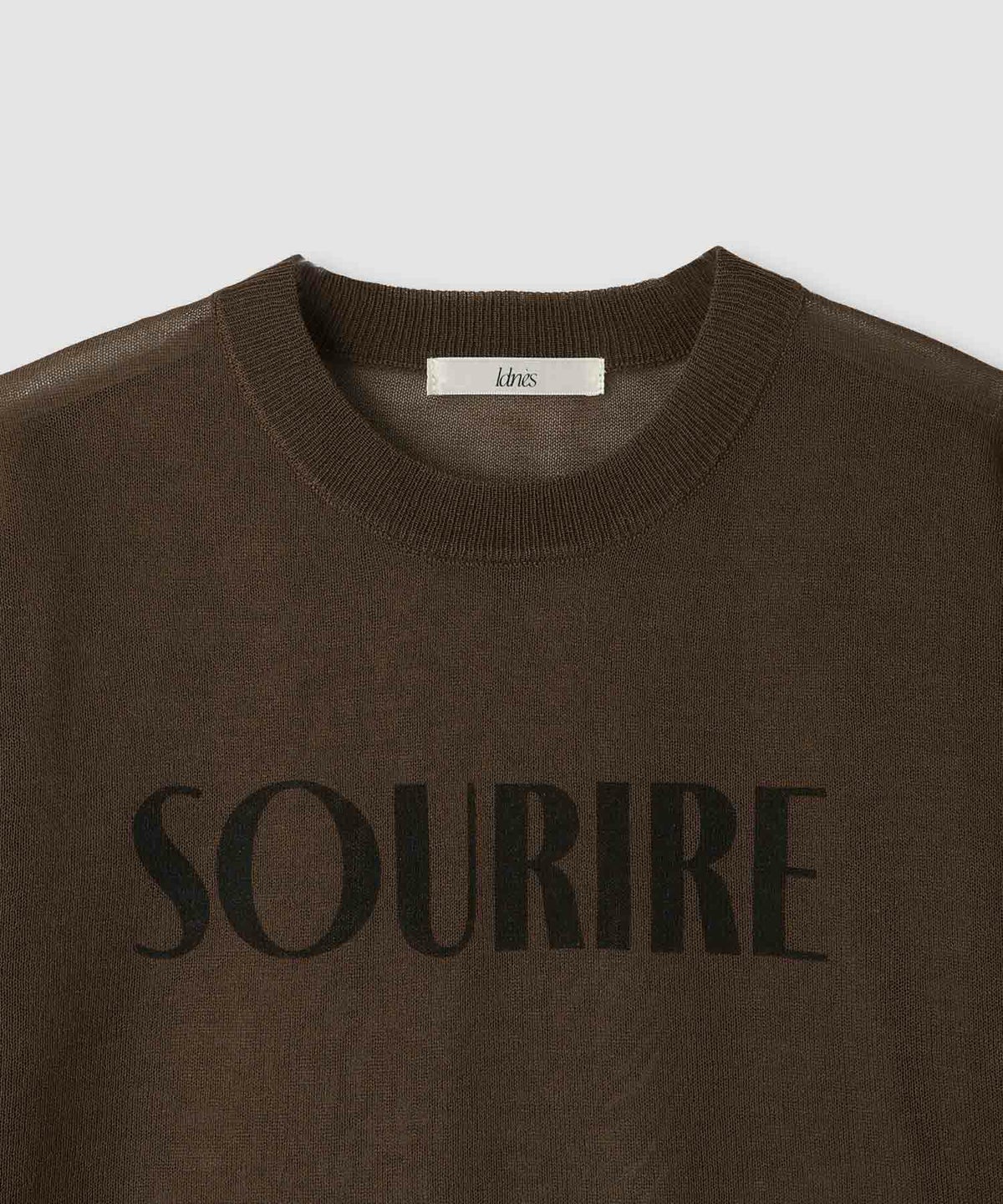  Idnes シアーロゴハーフスリーブニット レディース