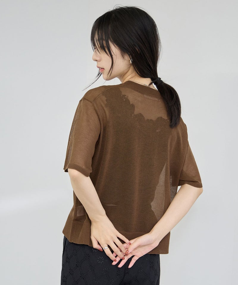 Idnes シアーロゴハーフスリーブニット レディース商品画像-6