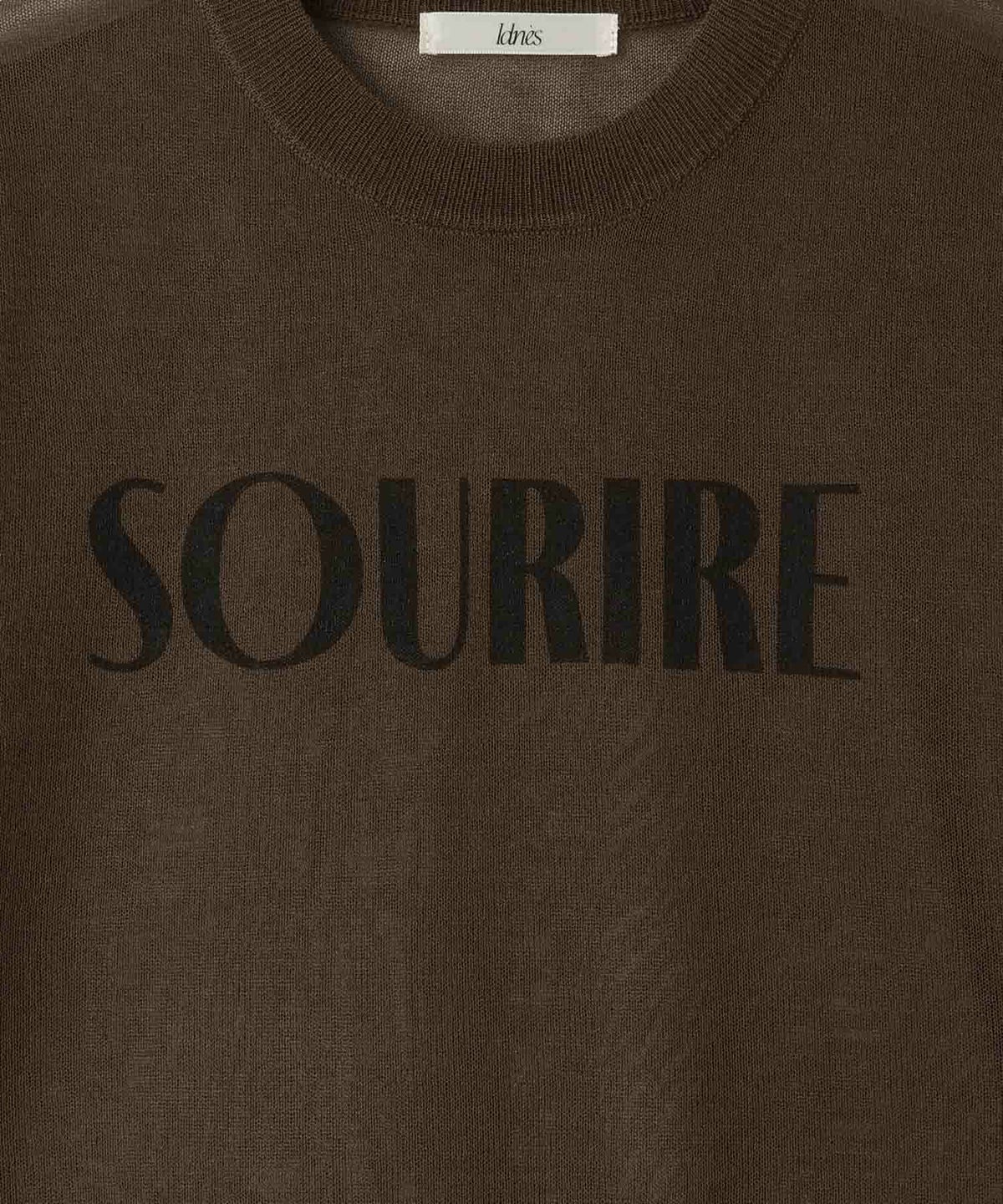  Idnes シアーロゴハーフスリーブニット レディース