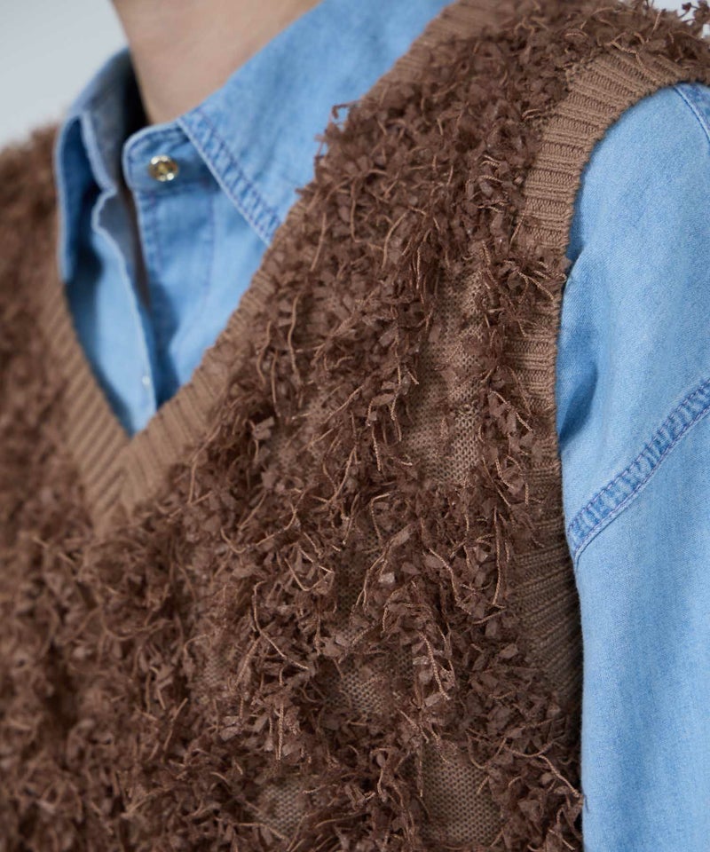 [期間限定knit]Idnes  リボンヤーンニットジレ レディース商品画像-7