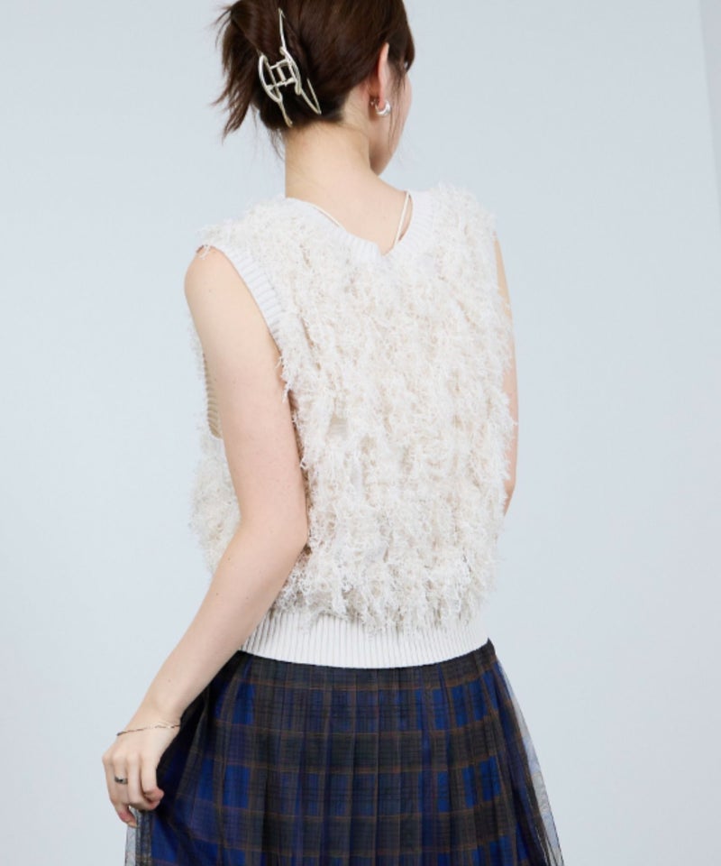 [期間限定knit]Idnes  リボンヤーンニットジレ レディース商品画像-11