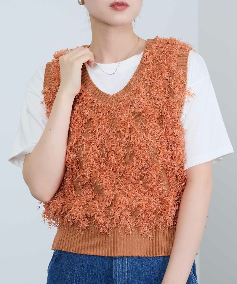 [期間限定knit]Idnes  リボンヤーンニットジレ レディース商品画像-13