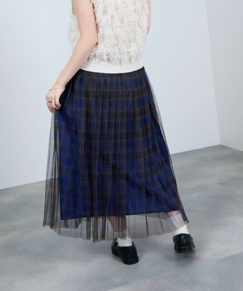 Idnes チェック柄チュールスカート レディース商品画像-6