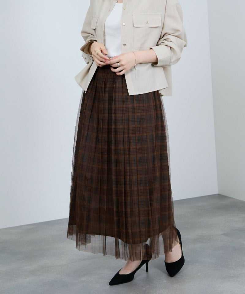 Idnes  チェック柄チュールスカート レディース商品画像-8
