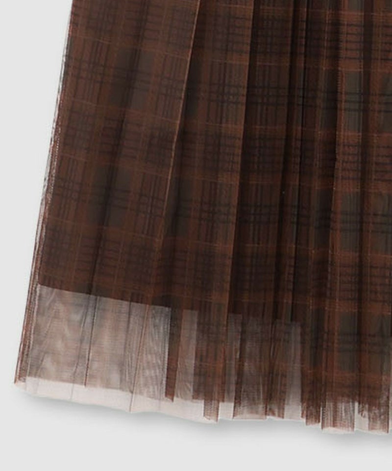 Idnes チェック柄チュールスカート レディース商品画像-10