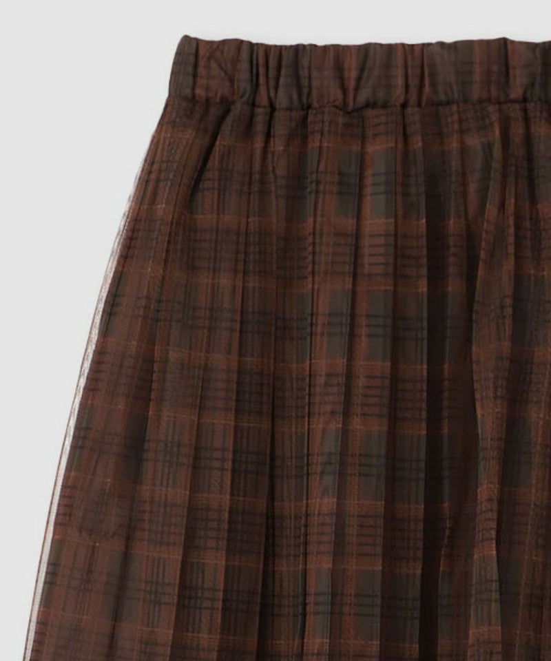 Idnes チェック柄チュールスカート レディース商品画像-12