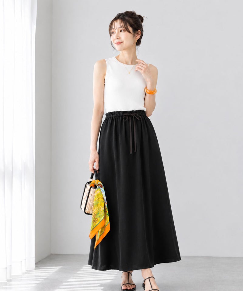 Idnes サテンナロースカート レディース商品画像-9