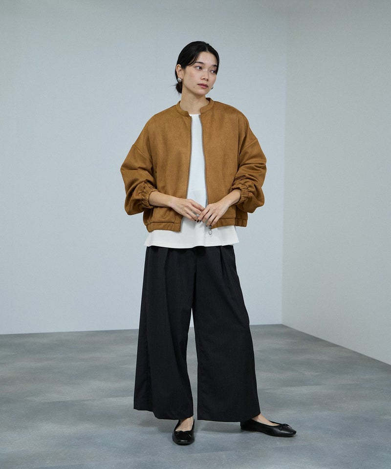 milli de l'air ポンチ素材 スエードライクブルゾン レディース商品画像-9