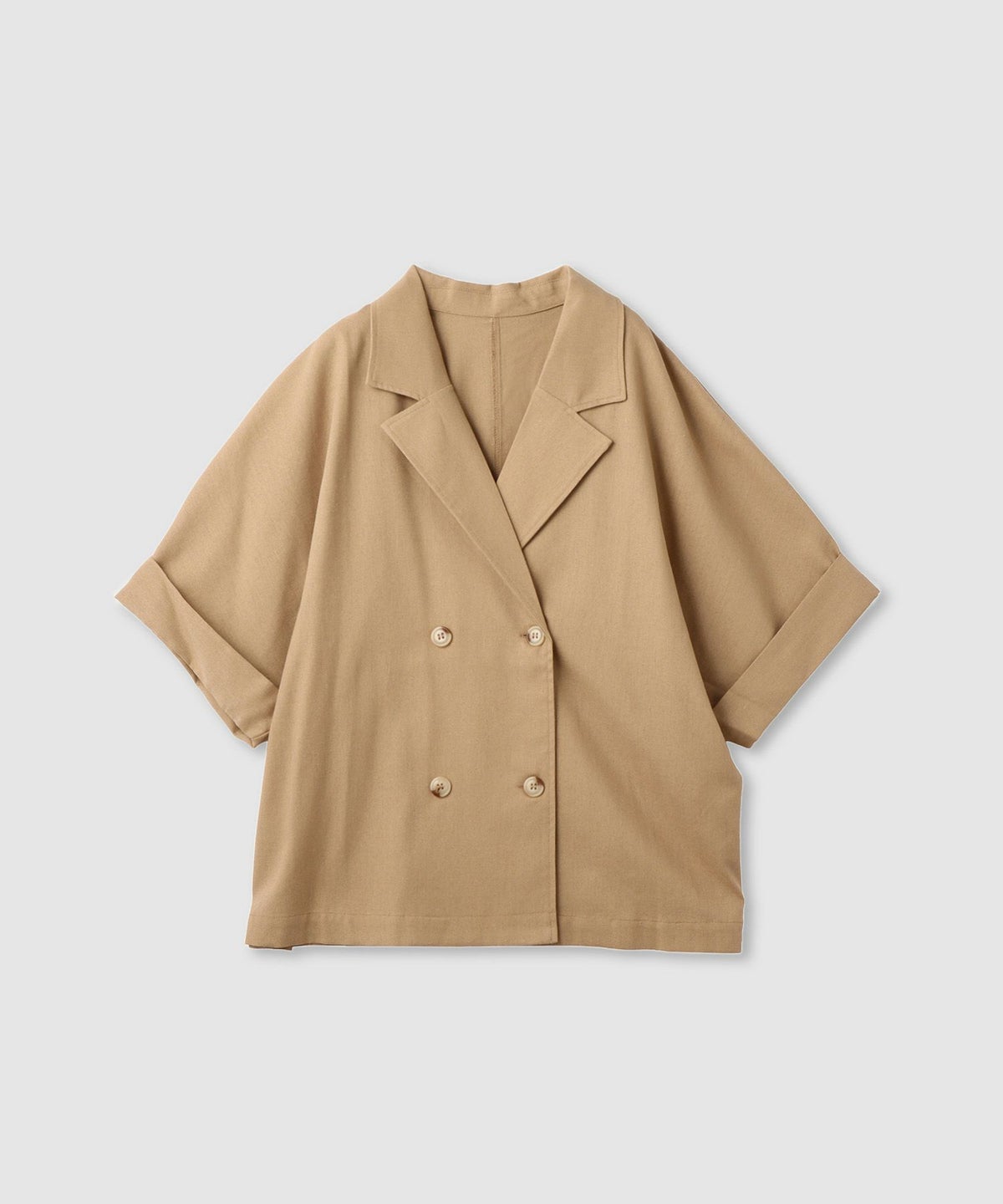  Idnes レーヨン麻混ハーフスリーブジャケット レディース