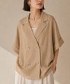  Idnes レーヨン麻混ハーフスリーブジャケット レディース